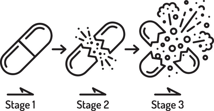 Capsule dissolving in three stages Vector