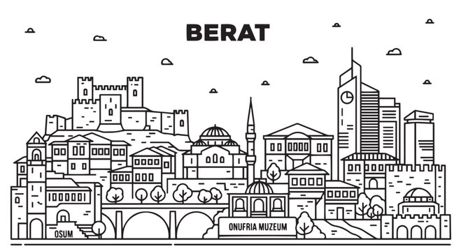 Berat Albania Skyline Illustrative Design