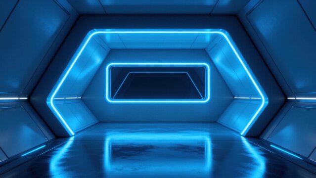 Futuristic neonlit corridor