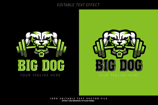 GYM Big Dog Text Effect Logo Design Vector with Fitness and Strength Concept
