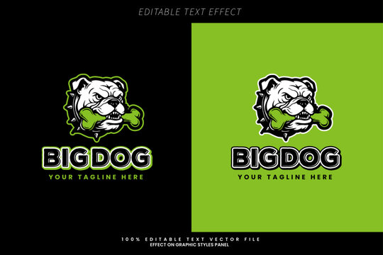 Big Dog Animal Lover Text Effect Logo Design Vector with Dog Head Illustration