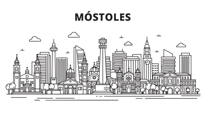 Cityscape Mostoles Spain Outline