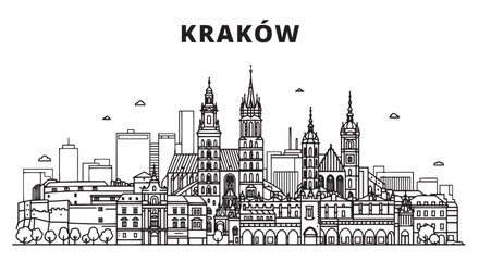 Fototapeta premium Krakow Skyline Design Cityscape Vector