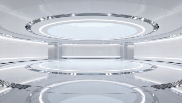 Futuristic white circular room