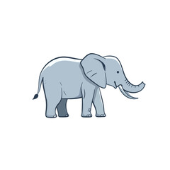 Obraz premium A cute hand drawn cartoon illustration of a grey elephant.