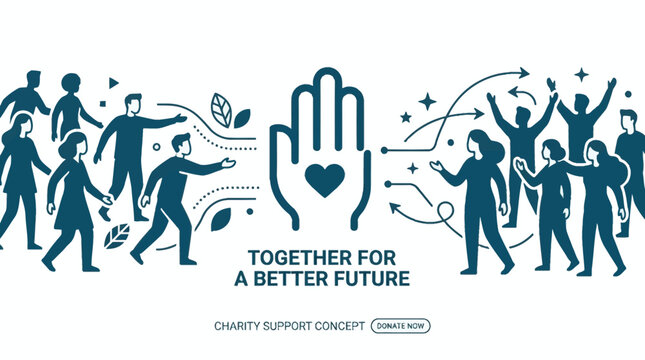 People gathered together for a better future charity support concept.