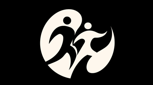 Dynamic abstract figures in motion logo icon