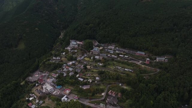 Aerial View of Nachi Waterfall with Seiganto-ji Pagoda in Wakayama, Japan