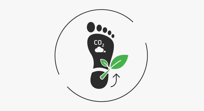 Carbon Footprint Reduction Concept with Eco-Friendly Leaf Icon