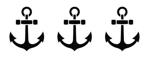 Anchor icons, nautical symbols with marine and sea themed vector illustration. © MASUD NUR