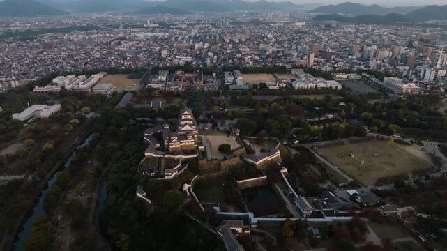 Aerial View of Himeji Castle in Japan Traditional Samurai Fortress in Hyogo Prefecture