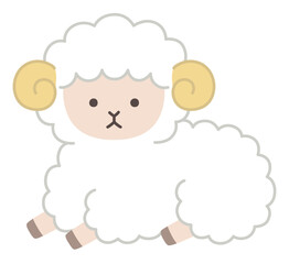 Fototapeta premium かわいい羊のベクターイラスト。干支、十二支、未、ゆるい、アイコン、ひつじ、未年、年賀状