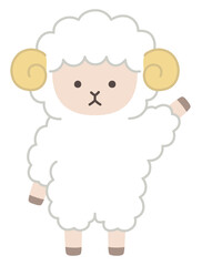 Fototapeta premium かわいい羊のベクターイラスト。干支、十二支、未、ゆるい、アイコン、ひつじ、未年、年賀状