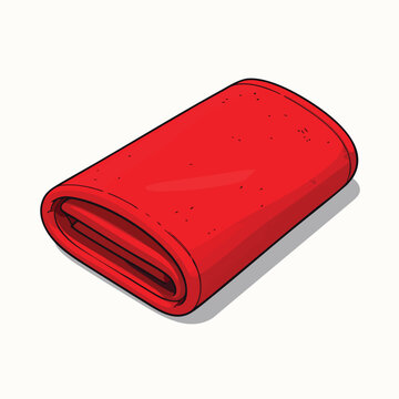 A single folded red towel isolated on white background.