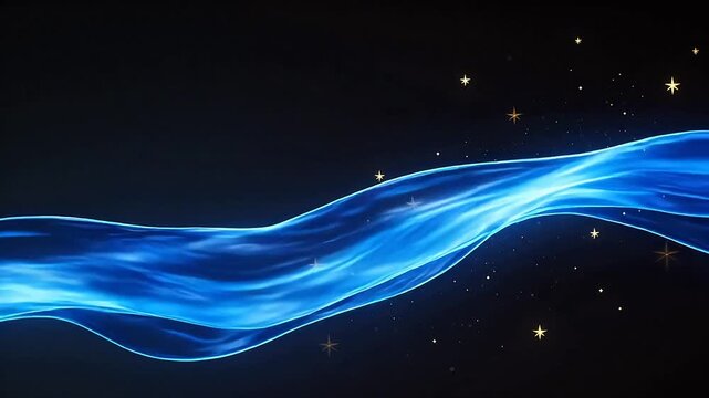 Blue glowing wave with stars