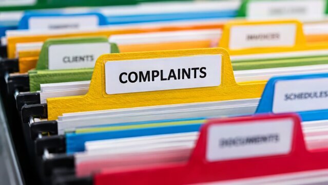 Customer Complaints Filing System Featuring Organized Feedback Records, Complaint Management Process, Client Service Documentation, Administrative Workflow and Business Issue Resolution Concepts

