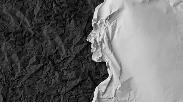 Torn crumpled black and white paper.