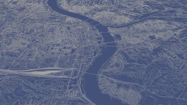 3D looped animation of city - Cincinnati Ohio, USA