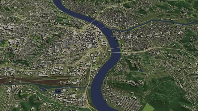 3D looped animation of city - Cincinnati Ohio, USA