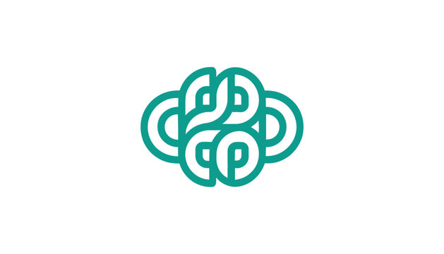 Abstract Geometric Python Logo Icon, Teal Color, White Background