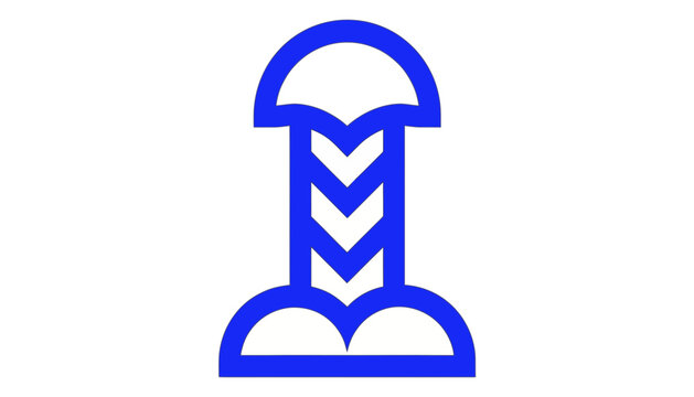 Blue Abstract Phallic Symbol Icon on White Background