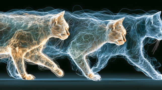 Yoga Cat Cow Dynamic Poster, Spine Wave Light Flow, Multi-Frame Dynamic Aesthetic, Breath Linked Flexible Practice Material