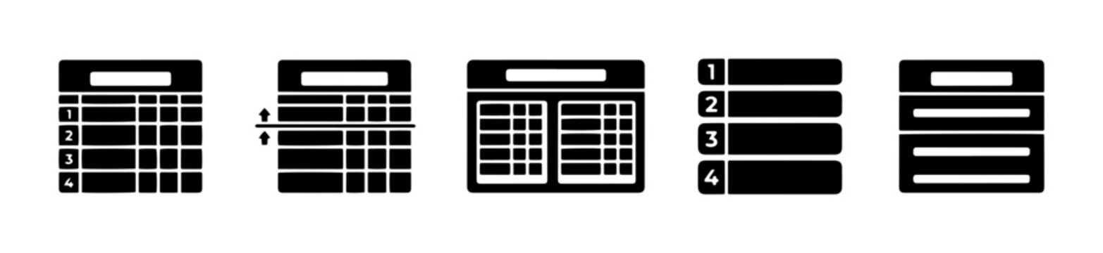Calculator and Spreadsheet Icons, Data Analysis and Finance Symbols, Vector Set