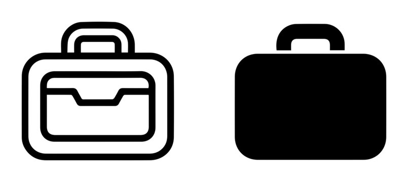 Briefcase Icons, Business Luggage Vector Graphics, Professional Travel Bag Symbols