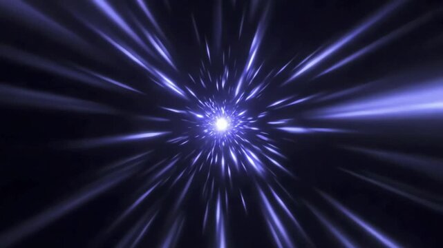 Warp Speed Tunnel Effect with Glowing Blue Light Streaks Accelerating Through Dark Space, Abstract Sci-Fi Motion Graphics, Seamless Loop, 4K
