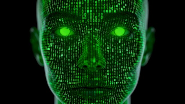 Digital face with binary code