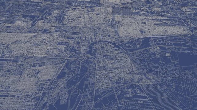 3D looped animation of city - Columbus Ohio, USA