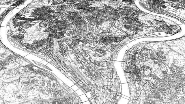 3D looped animation of city - Pittsburgh Pennsylvania, USA