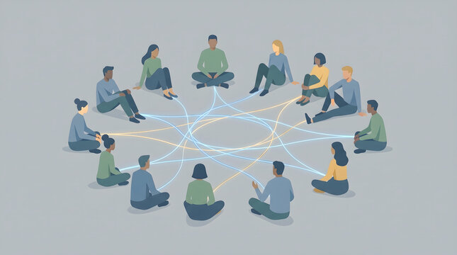A diverse business team and multi-ethnic community connect globally through an internet social network symbol representing teamwork and modern digital communication