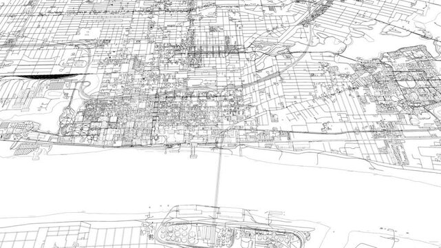 3D looped animation of city - Baton Rouge Louisiana, USA