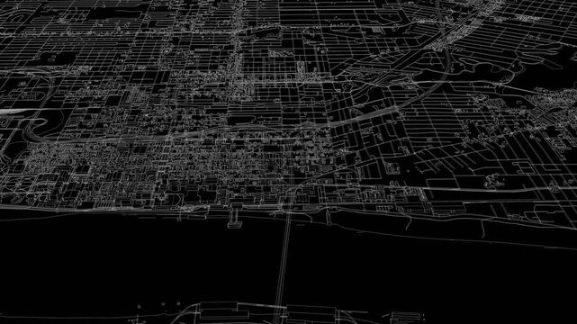 3D looped animation of city - Baton Rouge Louisiana, USA