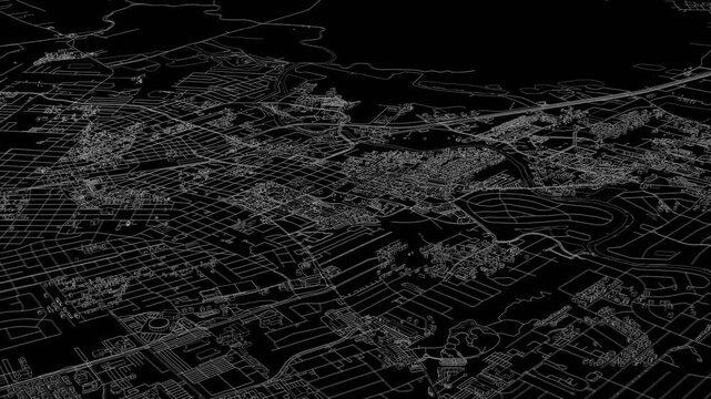 3D looped animation of city - Lafayette Louisiana, USA