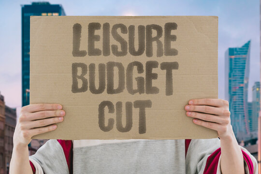 "Leisure budget cut" Time off funding reduced. LEISURE. RIGHTS. WEEKEND. AUSTERITY. WORK.