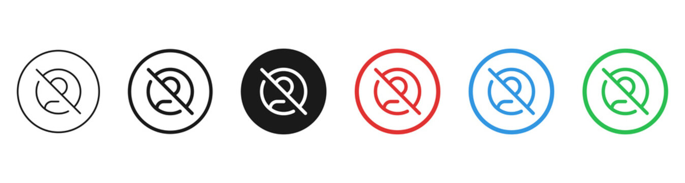 Hidden User Privacy Icon Button : Set of  hidden user or blocked users icons in outline, solid, and black circle button styles. for blocked accounts, access control, profile security, and moderation