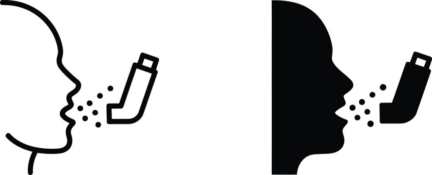 Asthma inhaler icon set respiratory spray vector illustration isolated on white background