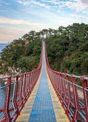 Fototapeta premium Daewangam suspension bridge along Ulsan coastline South Korea