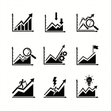 Business growth and data analytics chart icons