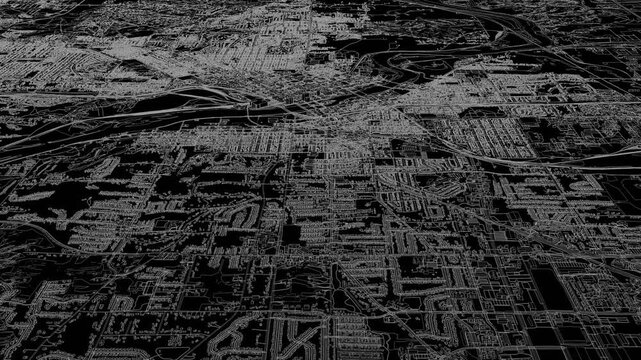 3D looped animation of city - Cedar Rapids Iowa, USA