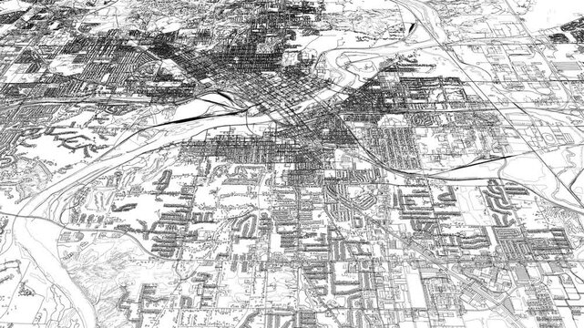 3D looped animation of city - Cedar Rapids Iowa, USA