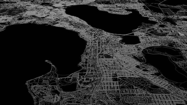 3D looped animation of city - Madison Wisconsin, USA