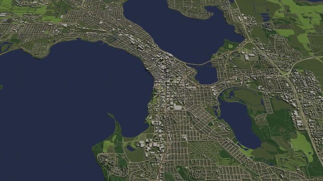 3D looped animation of city - Madison Wisconsin, USA