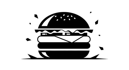Fototapeta premium Minimalist black and white illustration of a classic hamburger
