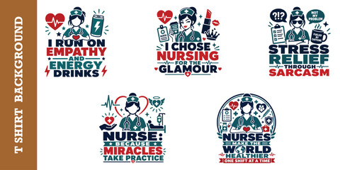 Surviving on prayer, snacks, and adrenaline t-shirt design, nurse endurance. © jubayer95