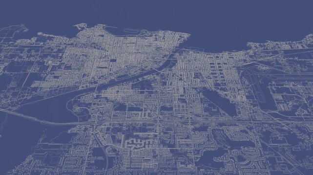 3D looped animation of city - Oshkosh Wisconsin, USA
