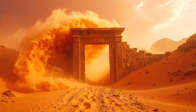 Ancient Temple Entrance with Explosive Dust.