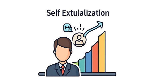 Businessman self actualization and growth mindset.
